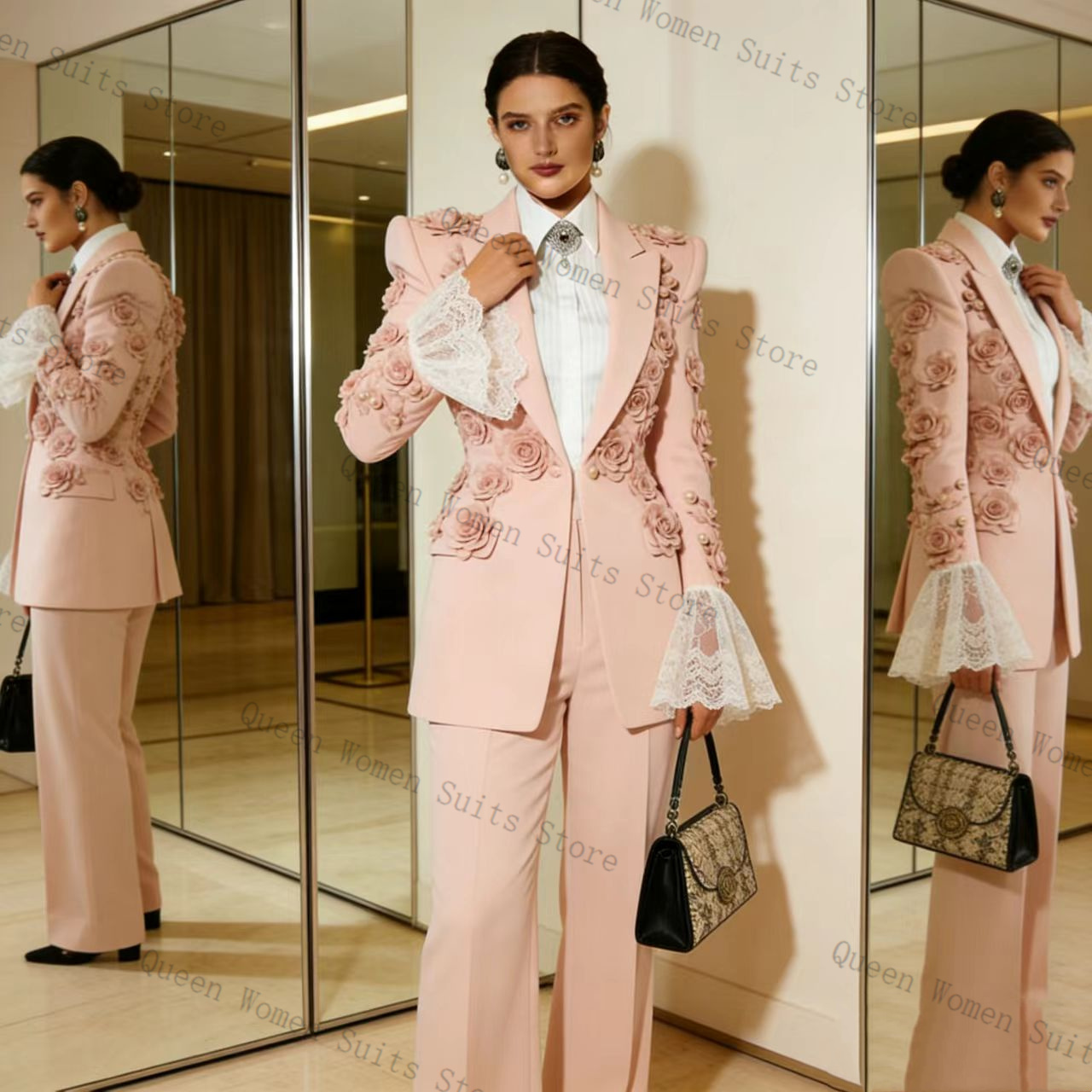 Women Formal Wear Outfits - Pink Women Suit Set 2 Pcs