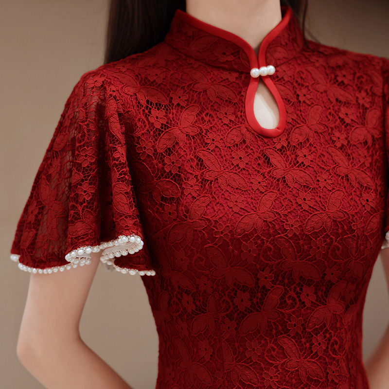 Women'S Formal Wear Wedding - Red Cheongsam Chinese Women Lace Qipao