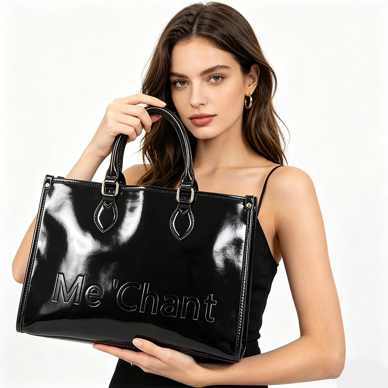 Women Black Glossy Patent PU L - đánh giá và giá Shoulder Bag Structured