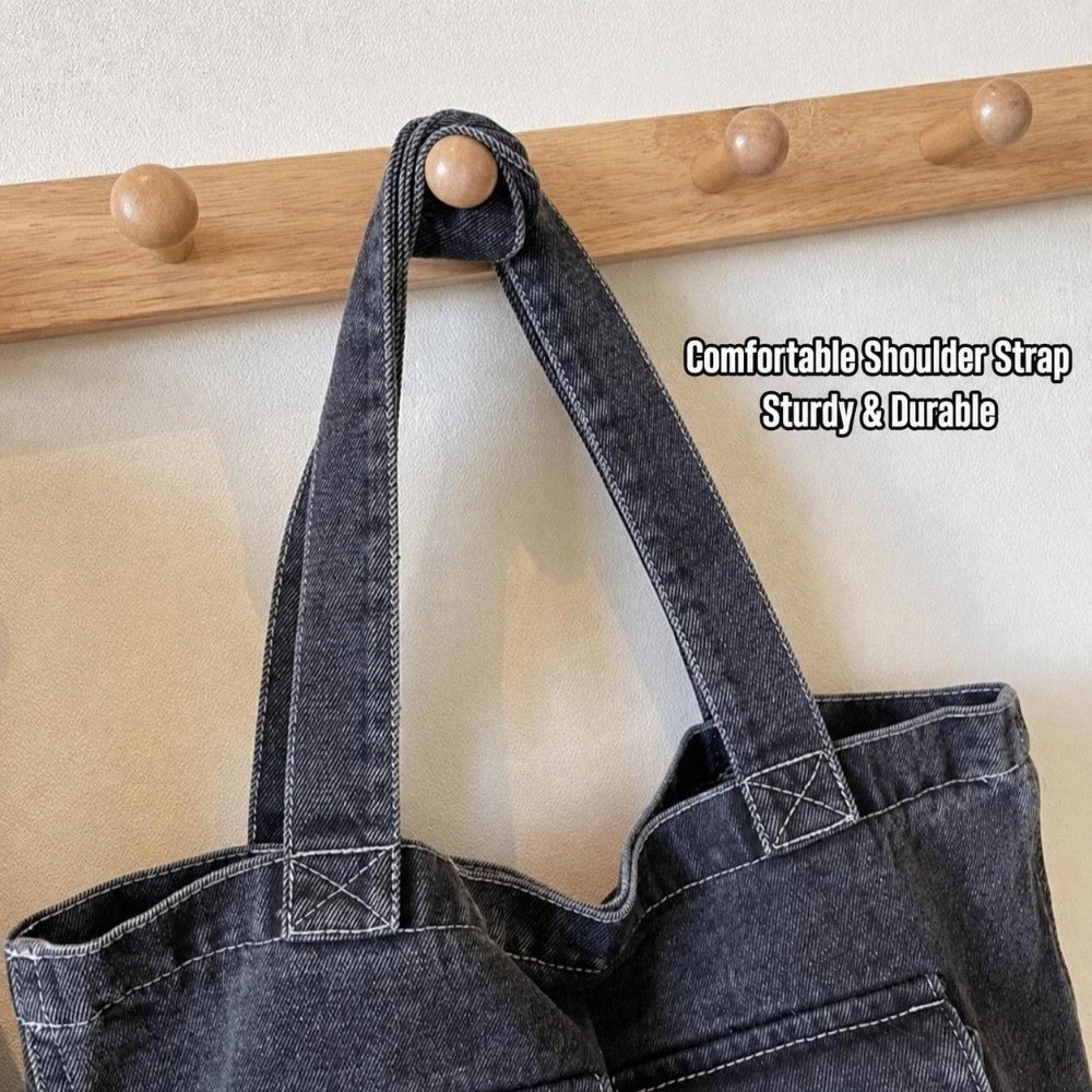 Large Capacity Denim Shoulder  - đánh giá và giá Shoulder Bag Structured