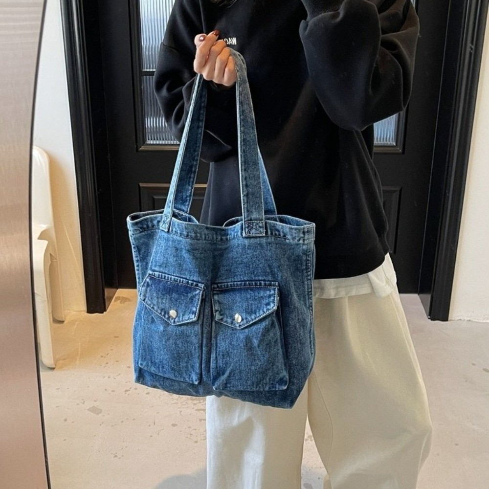Large Capacity Denim Shoulder  - đánh giá và giá Shoulder Bag Structured