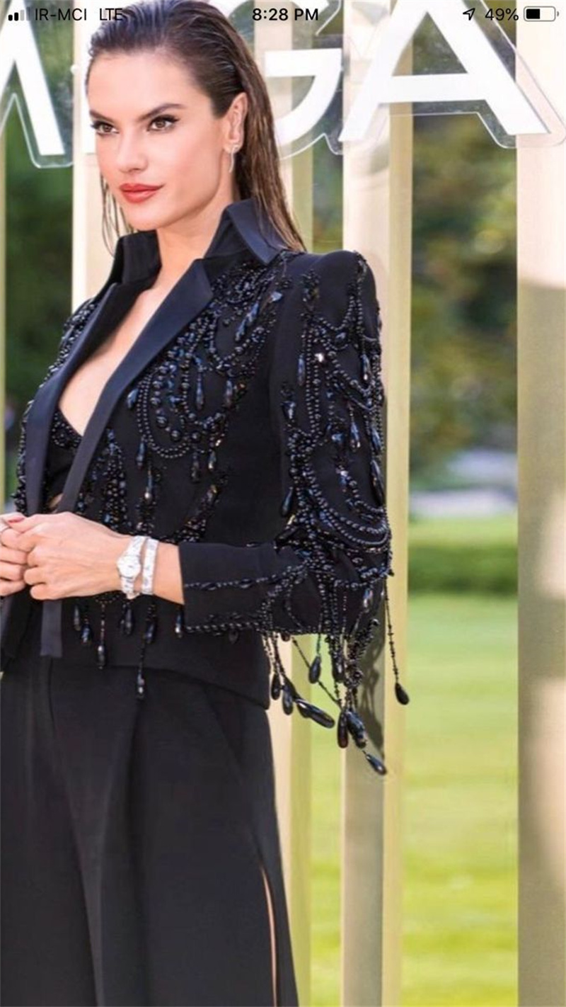 Black Crystals Women Suits Set - đánh giá và giá Women Formal Wear Coat