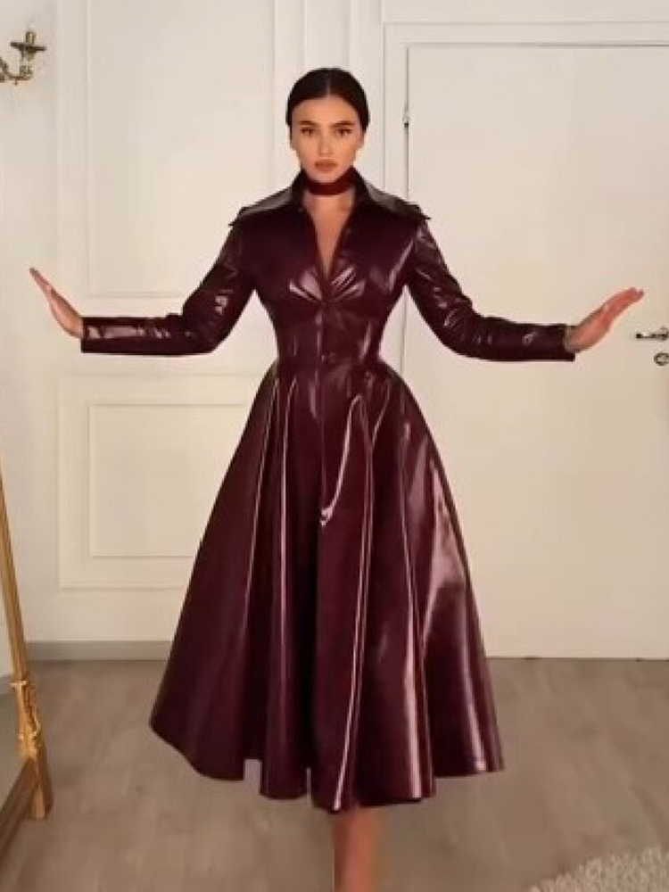 Women Wine Red Faux Leather Lo - đánh giá và giá Women Formal Wear Coat