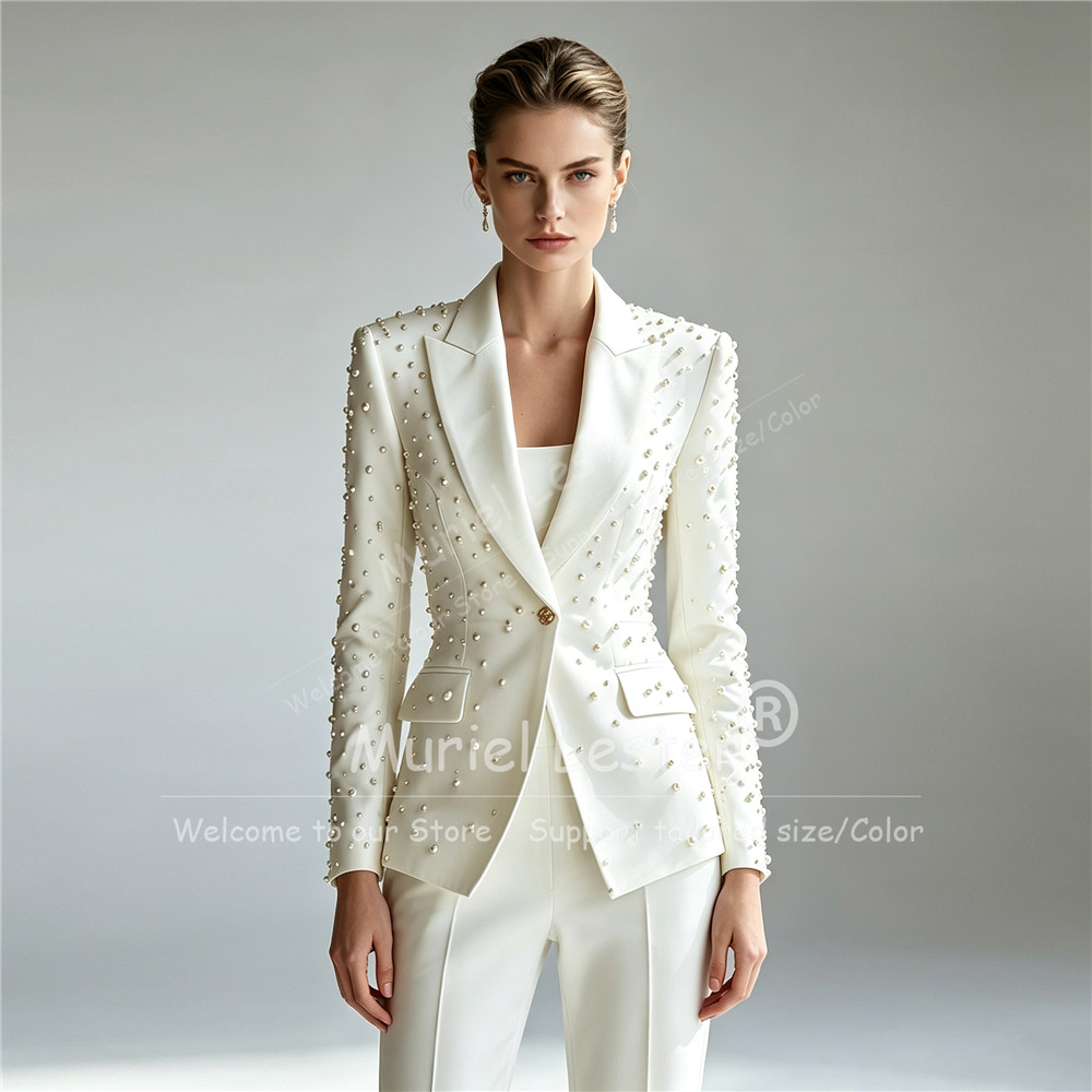 Elegant Pearls Beading Suits W - đánh giá và giá Blazer Set Women Formal