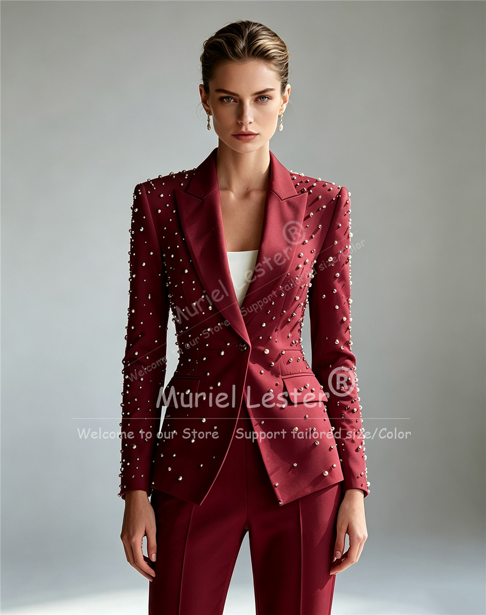 Elegant Pearls Beading Suits W - đánh giá và giá Blazer Set Women Formal