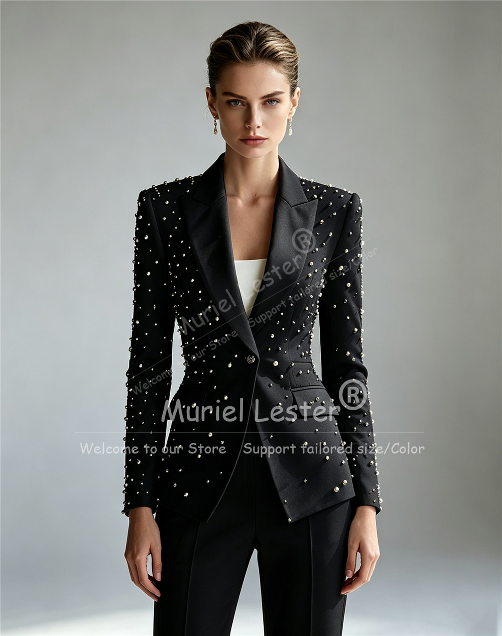 Elegant Pearls Beading Suits W - đánh giá và giá Blazer Set Women Formal