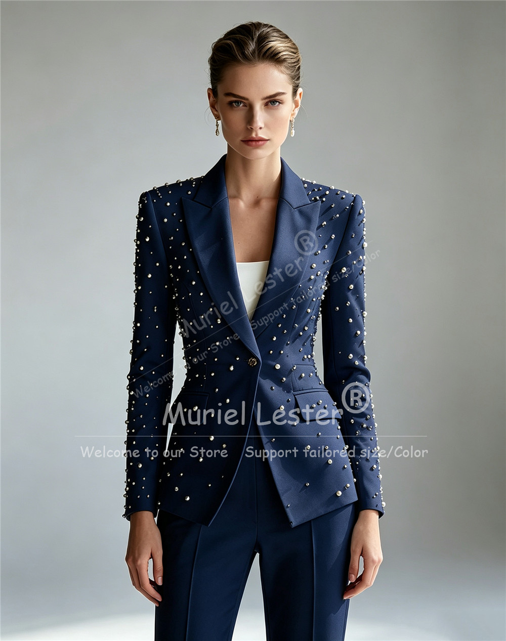 Elegant Pearls Beading Suits W - đánh giá và giá Blazer Set Women Formal