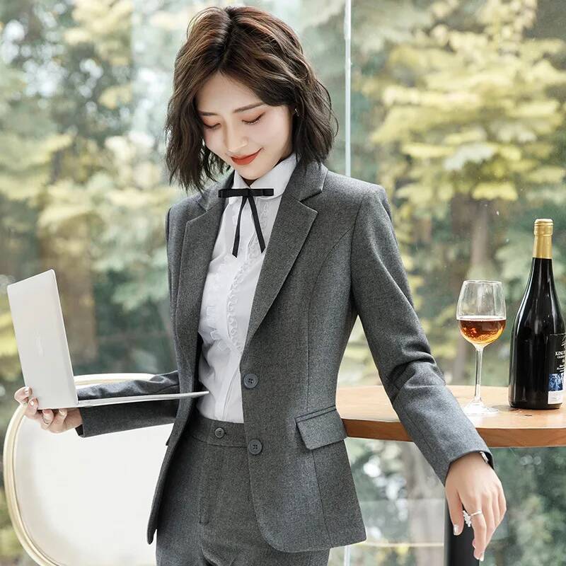 Novelty Gray Formal Blazers an - đánh giá và giá Women Formal Wear Winter