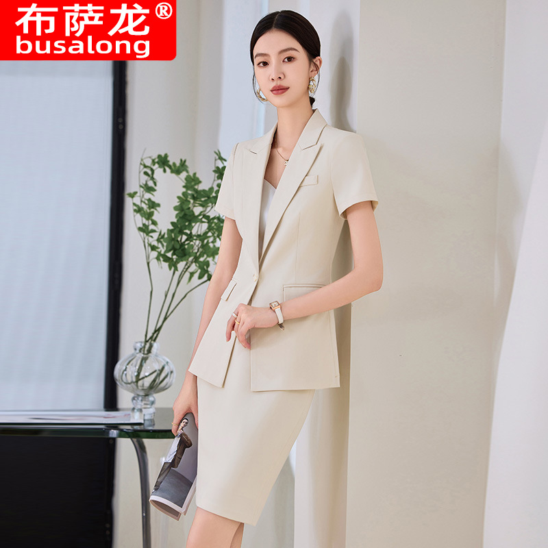 Navy Blue Short Sleeve Suit Se - đánh giá và giá Women Formal Wear Store