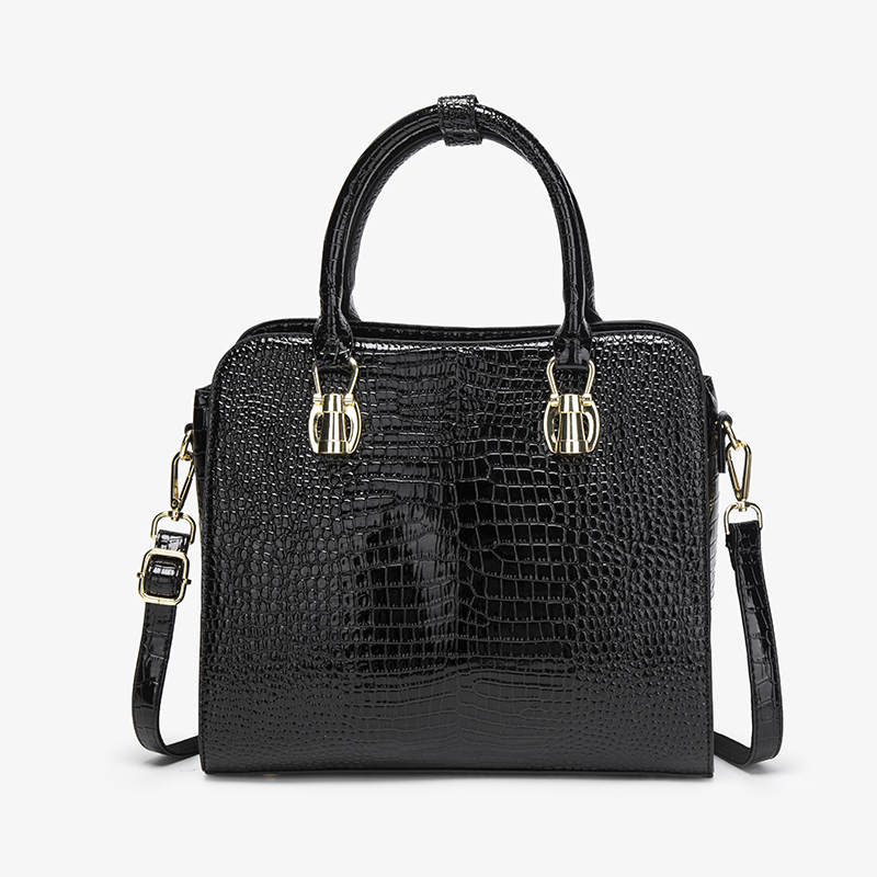 Vintage Black Crocodile Patter - đánh giá và giá Shoulder Bag Structured