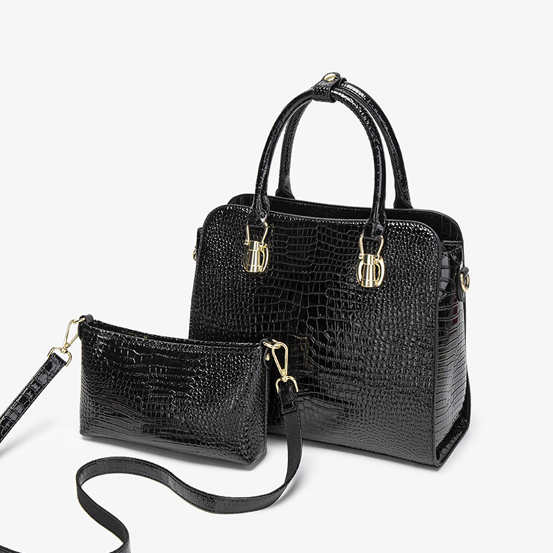 Vintage Black Crocodile Patter - đánh giá và giá Shoulder Bag Structured