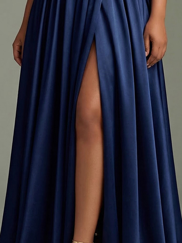 Elegant Women's Navy Satin For - đánh giá và giá Women Formal Wear Dress