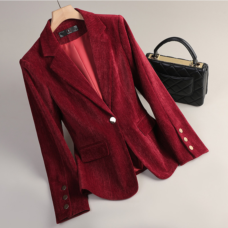 Yellow Gold Velvet Blazer Wome - đánh giá và giá Women Formal Wear Winter