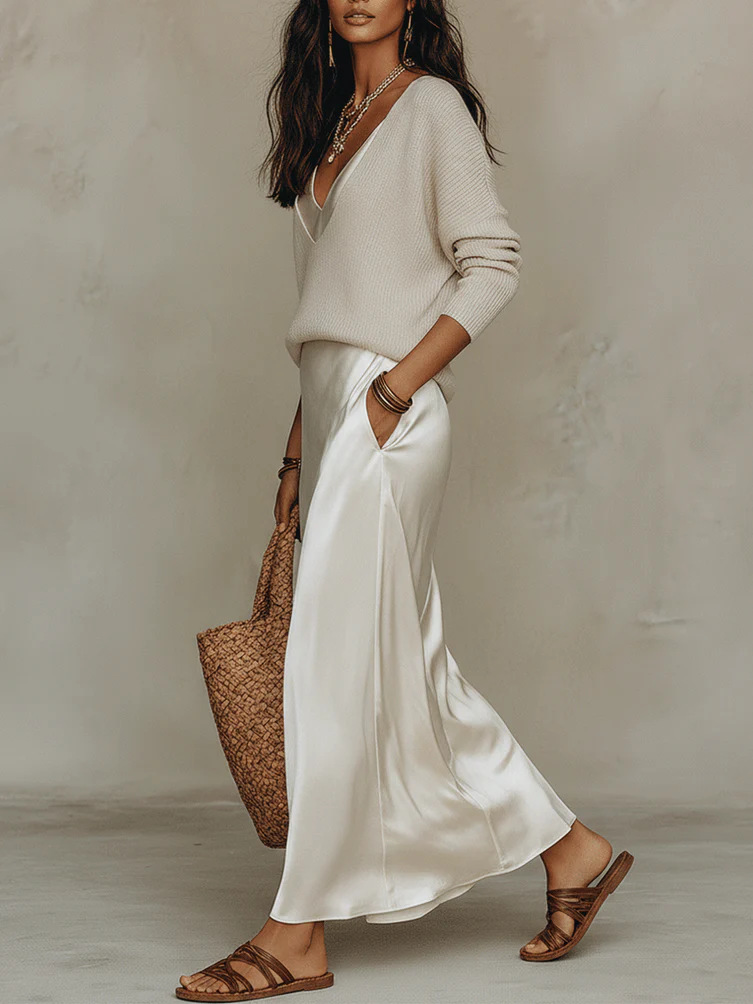 Chic Women's Satin Maxi Dress  - đánh giá và giá Women Formal Wear Dress