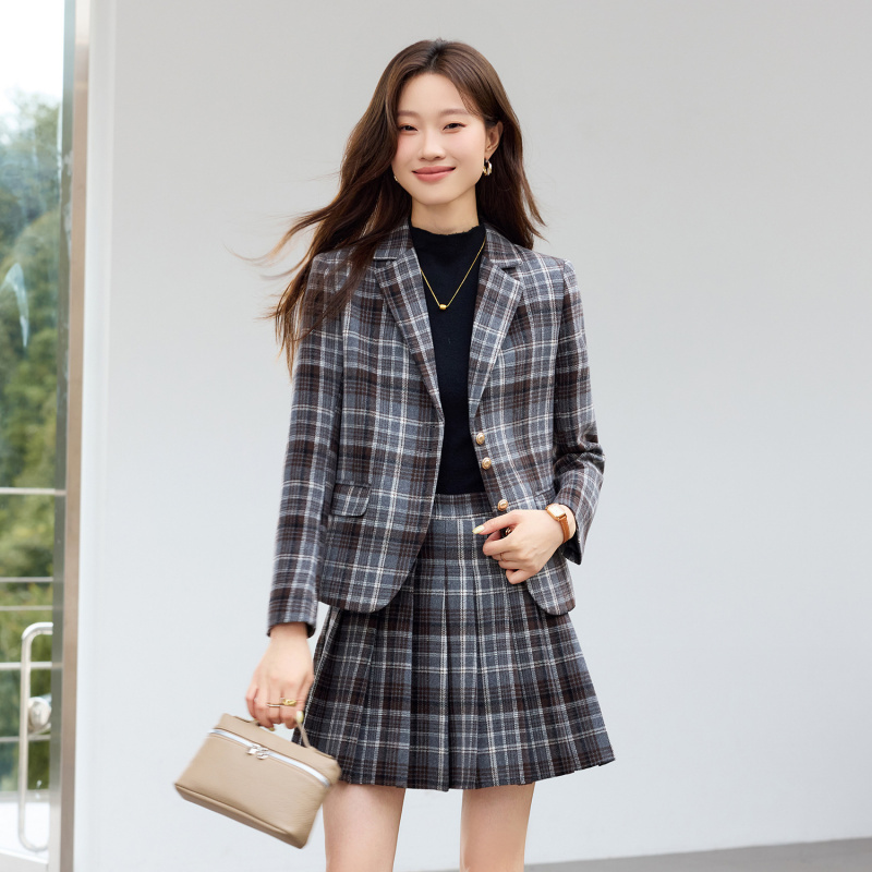 Light Brown Plaid Suit New Sty - đánh giá và giá Women Formal Wear Outfits