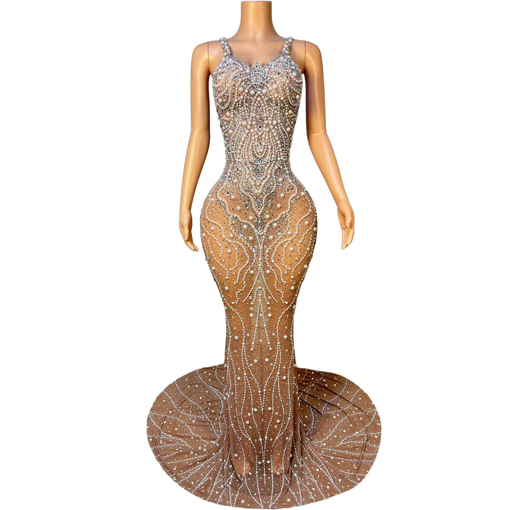 Luxury Pearl Mesh Bodycon Maxi - đánh giá và giá Women Formal Wear Photoshoot