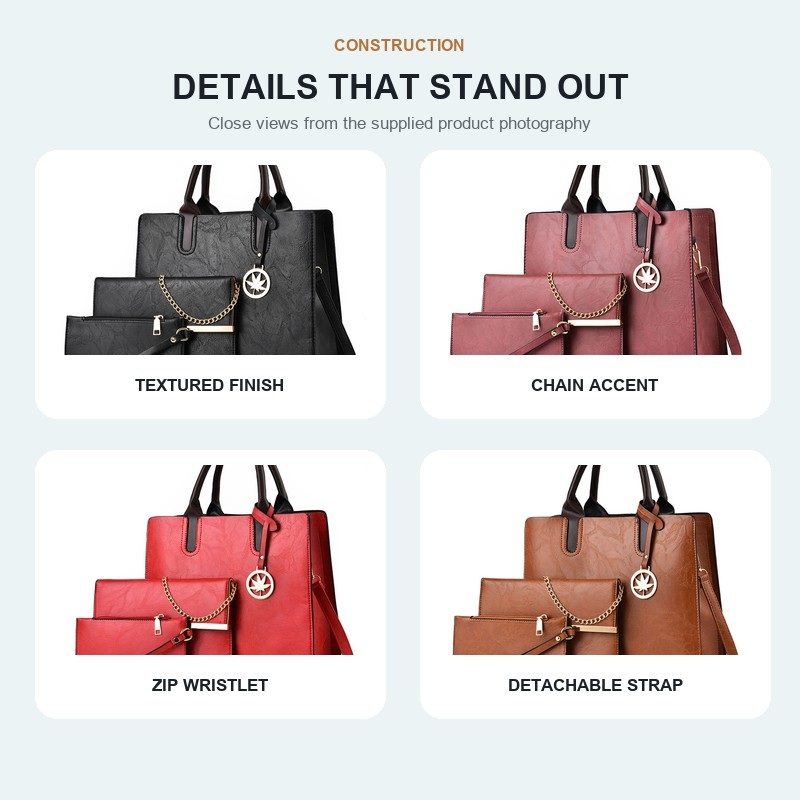 Women's 3 Piece Handbag Set La - đánh giá và giá Shoulder Bag Structured