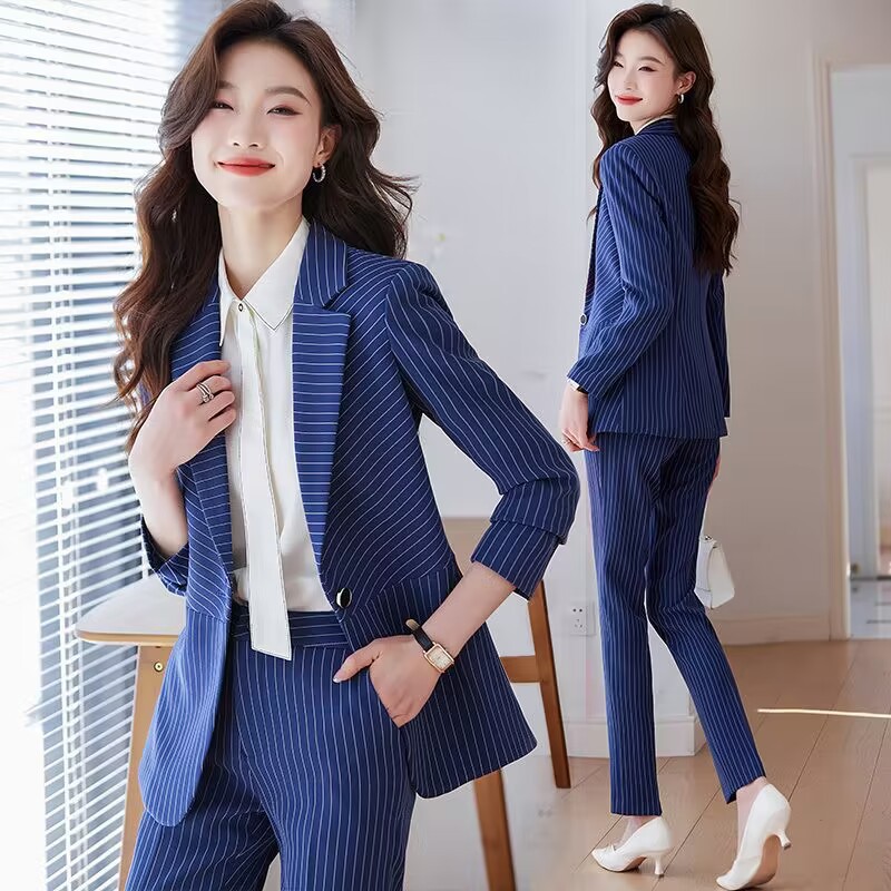 Blue striped suit for women202 - đánh giá và giá Women Formal Wear Store